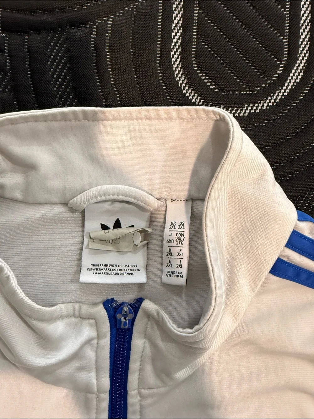adidas White and Blue Lightweight Track Jacket